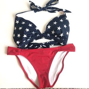Red white and blue bikini